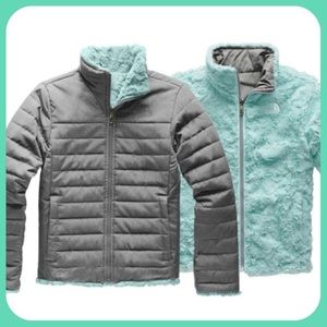 The North Face REVERSIBLE Mossbud Jacket Gray Adult Sm Girl XL